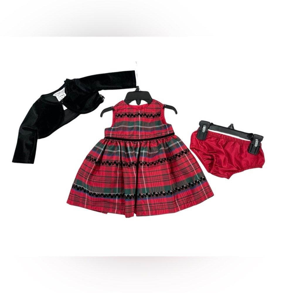 NWT. Pippa & Julie 3 piece set- dress, jacket, and bloomers. Size 3/6 months.